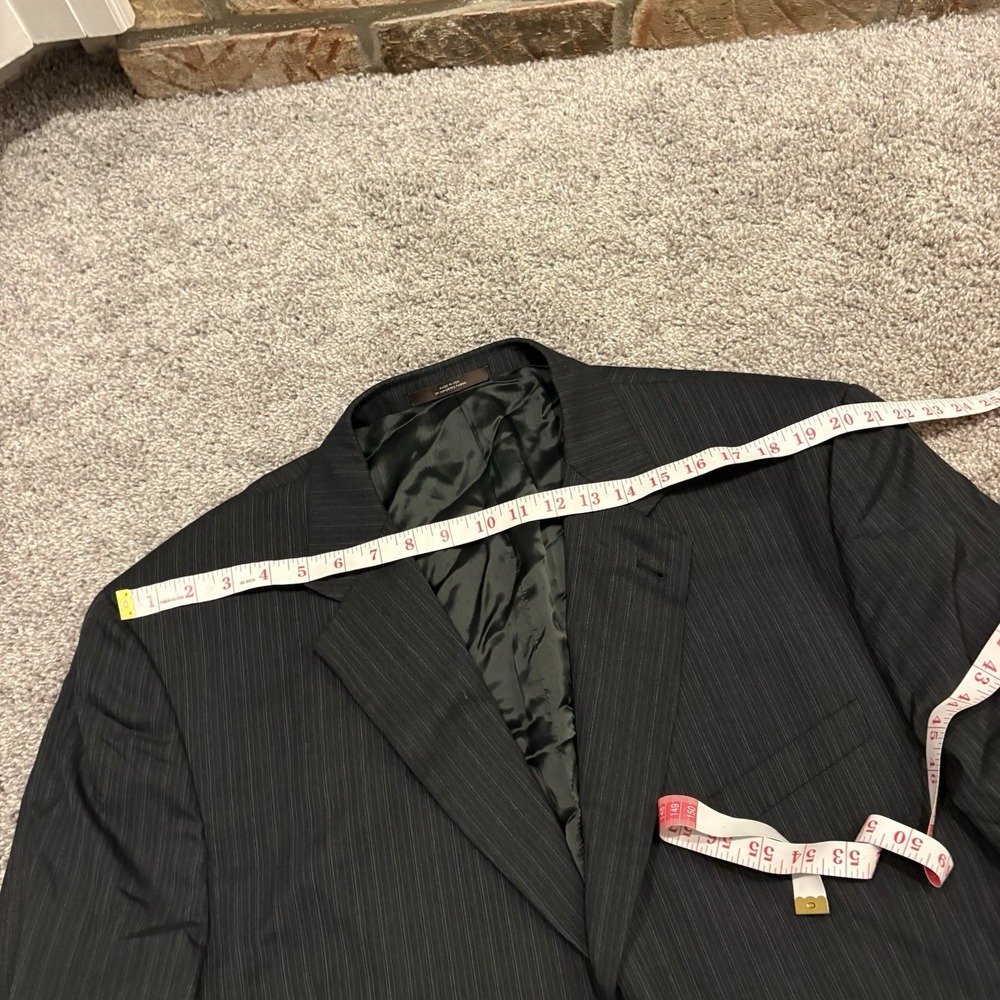 Joseph Abboud 2 Piece Suit Mens 48XL 42X32 Black 3 Button Wool Pinstripe 2 Pc - Picture 6 of 16